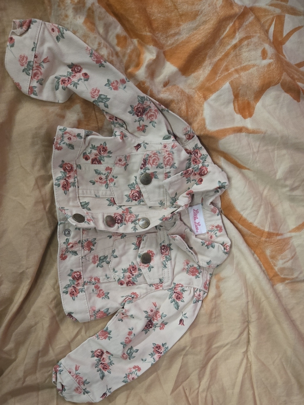 Little Lass Pink Floral Jean Jacket for Kids